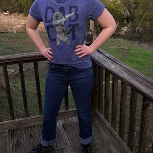 ***SOLD*** Unisex Blue White Dabbing Cat Fun Graphic T-shirt